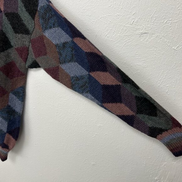 Peruvian Connection Sweater Sz XL Alpaca Wool Hand Made Knit Abstract Multicolor - Picture 6 of 11